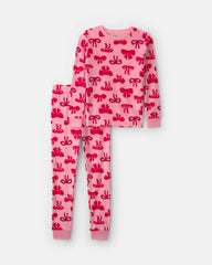 Girls 2-Piece Bows DreamPlush Snug Fit Pajama Set - Pink