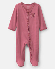 Baby Girl Floral Cotton 2-Way Zip Sleep & Play Pajamas - Pink