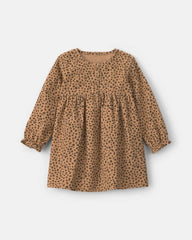 Toddler Girl Leopard Corduroy Long-Sleeve Dress - Brown