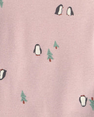 Baby Girl 3-Piece Penguin Long-Sleeve Bodysuit & Pant Set - Pink