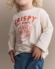 Toddler 'Crispy Rice Bowl' Long-Sleeve Relaxed Graphic Tee - Cream