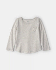 Toddler Girl Heart Long-Sleeve Top - Grey