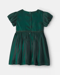 Toddler Girl Poplin Short-Sleeve Dress - Green