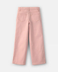 Girls Twill Straight-Leg Pants - Pink