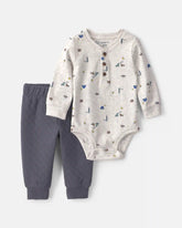 Baby Boy 2-Piece Camping Long-Sleeve Bodysuit & Pant Set - Grey