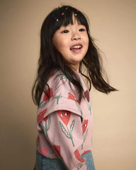 Toddler Girl Double Layer Pullover Sweatshirt in Tulip Print - Mauve