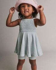 Toddler Girl Smocked Peplum Top - Light Blue