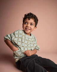 Toddler Otter Sweatshirt™ with Pockets in Checkered Print - Light Blue