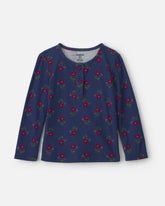Toddler Girl Floral Long-Sleeve Top - Navy Blue