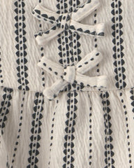Baby Girl 2-Piece Striped Top & Short Set - Black/Ivory