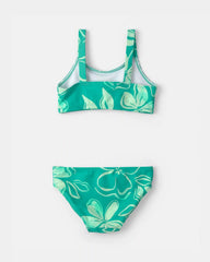 Girls 3-Piece Floral Rashguard Swimsuit Set - Green