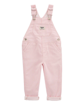 Toddler Knit Denim Hickory Stripe Overalls - Pink