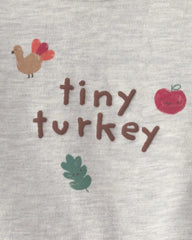 Baby 2-Piece 'Tiny Turkey' French Terry Top & Pant Set - Grey