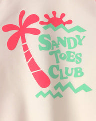 Toddler Boy 2-Piece 'Sandy Toes Club' Rashguard Swimsuit Set - Orange/Ivory