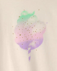 Girls Cotton Candy Graphic Tee - Cream