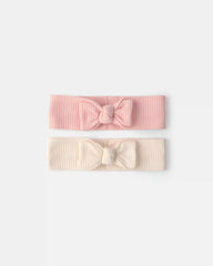 Baby Girl 2-Pack Headbands - Pink/Ivory