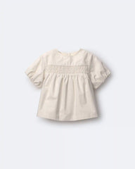 Toddler Girl Smocked Bubble Sleeve Top - Cream