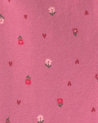 Toddler Girl Floral Cotton Pull-On Stretch Leggings - Pink