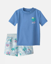 Toddler Boy 2-Piece Palm Tree Rashguard & Swim Trunk Set - Blue