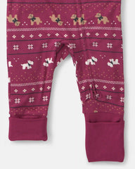 Baby Fair Isle PurelySoft™ 2-Way Zip Sleep & Play Pajamas - Burgundy