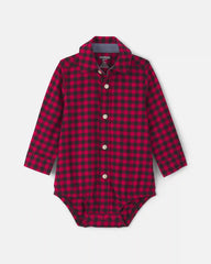 Baby Boy Buffalo Check Long-Sleeve Bodysuit - Red/Black