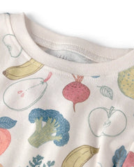 Kids 2-Piece Organic Cotton Ribbed Pajama Set in Veggie Fruit Print