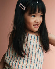 Toddler Girl Smocked Top in Stripes - Cream