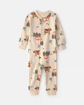 Toddler Boy 1-Piece Farm 100% Cotton Snug Fit Pajama - Beige