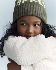 Toddler Let's Have Fun' Sherpa Quarter-Zip Sweatshirt - Cream