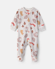 Baby Autumn Fleece 2-Way Zip Sleep & Play Pajamas - Grey