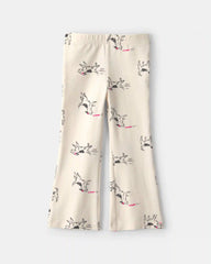 Toddler Girl Dog Cotton Pull-On Stretch Flare Leggings - Cream