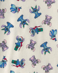 Kids 2-Piece Stitch Christmas 100% Cotton Snug Fit Pajama Set - Ivory