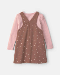 Toddler Girl Floral French Terry Long-Sleeve Dress Set - Pink/Brown
