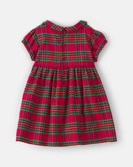 Baby Girl Holiday Plaid Short-Sleeve Dress - Red