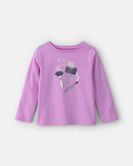 Girls 'Work of Heart' Paintbrush Long-Sleeve Graphic Tee - Purple