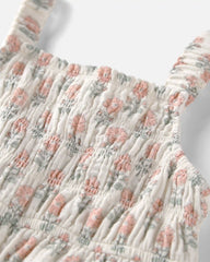 Toddler Girl Organic Cotton Gauze Jumpsuit in Rosebud Petal Print