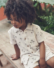 Toddler Boy 2-Piece Organic Cotton Gauze Top & Short Set in Palm Trees