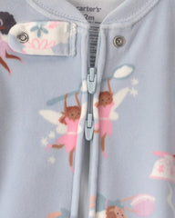 Baby Girl 1-Piece Fairies 2-Way Zip DreamPlush Snug Fit Footed Pajama - Blue