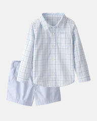 Toddler Boy 2-Piece Button-Down Shirt & Short Set - Blue