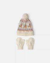 Baby 2-Piece Fair Isle Christmas Beanie & Glove Set - Cream