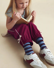 Toddler Girl Bow-Cuff Poplin Joggers - Burgundy
