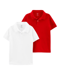 Boys 2-Pack Piqué Polos - Red/White