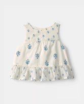 Baby Girl Floral Pelum Top - Ivory