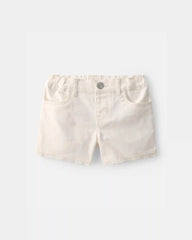 Toddler Girl Eyelet Trim Twill Shorts - Cream