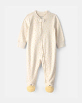 Baby Girl Bee 100% Cotton 2-Way Zip Sleep & Play Pajamas - Ivory