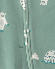 Baby Boy Yeti Fleece 2-Way Zip DreamPlush Sleep & Play Pajamas - Green