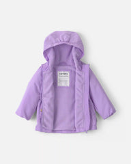 Baby Girl Hooded Midweight Winter Jacket - Purple