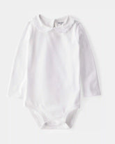 Baby Scalloped Collar Long-Sleeve Bodysuit - White