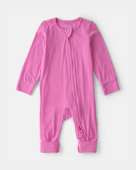 Baby Girl PurelySoft 2-Way Zip Sleep & Play Pajamas - Pink