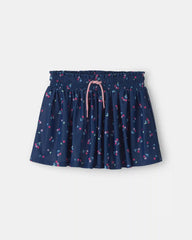 Girls Floral Active Skort - Navy